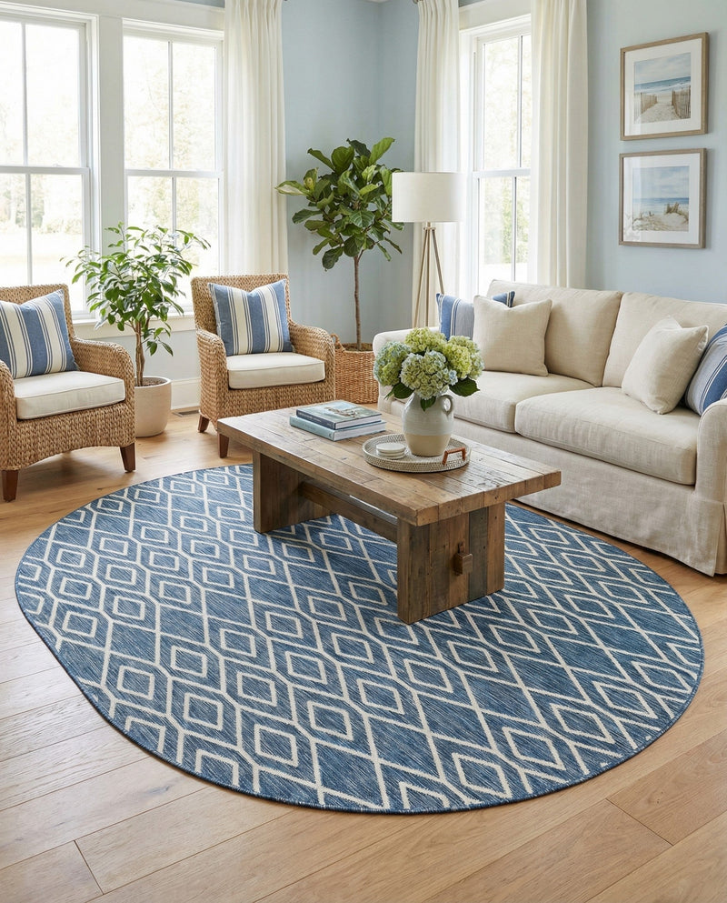 Urban Oasis Rugs Collection Area Rug -  Boulevard (Blue) Oval Blue  lifestyle 39