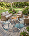 Outdoor Marrakesh Collection Area Rug -  Rabat Round Gray Blue Ivory  lifestyle 52