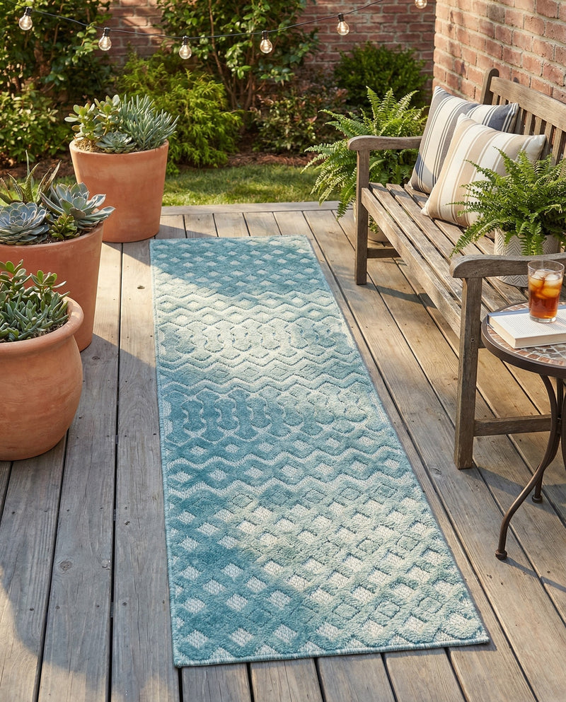 Garden Lattice Charm Collection Area Rug -  Pergola (Aqua) Runner Aqua  lifestyle 42