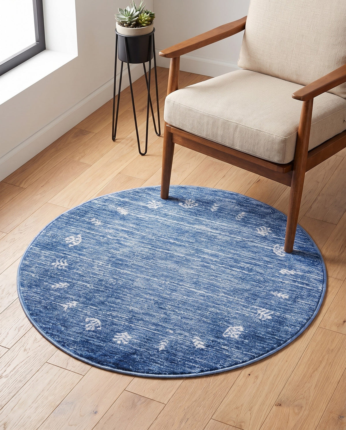 Zagros Shades Collection Area Rug -  Yasuj Round Navy Blue  lifestyle 111