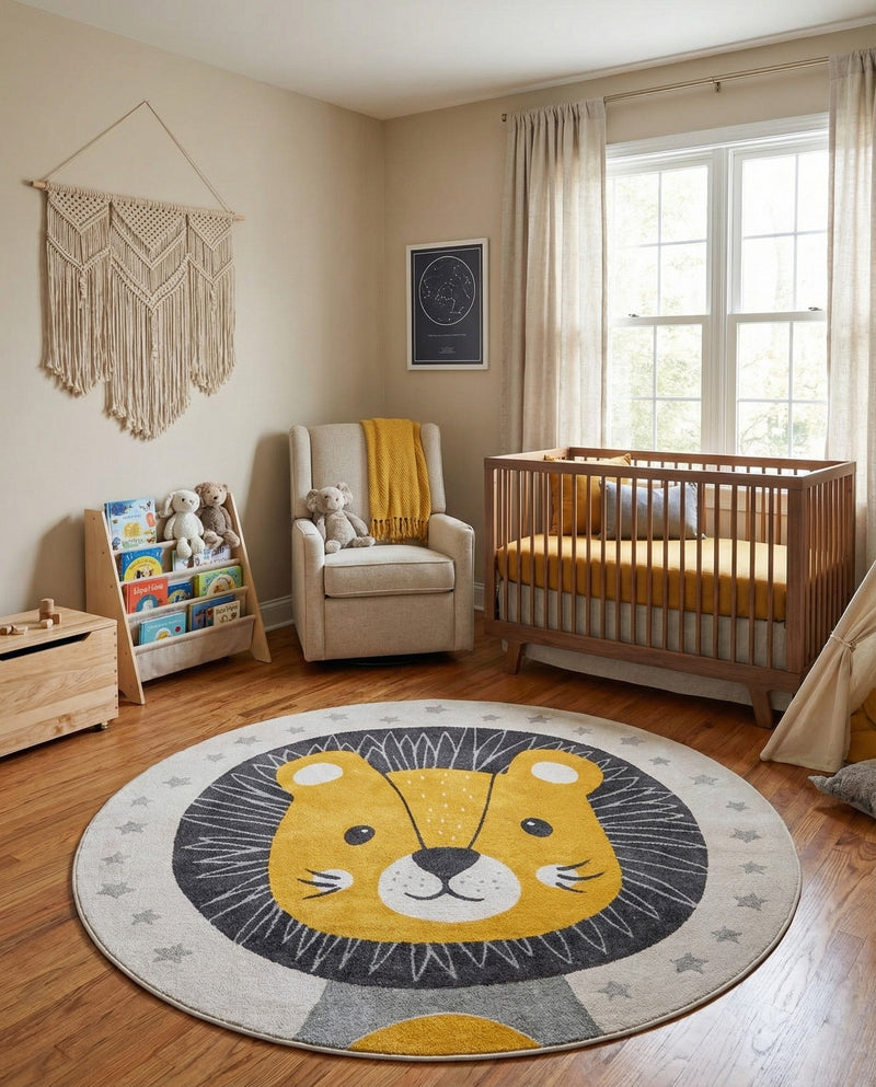 Wonder Tykes Collection Area Rug -  Festive. Round Ivory  lifestyle 11