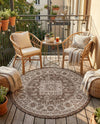Tribal Terrace Treasures Collection Area Rug -  Incan Isle (Brown) Round Brown  lifestyle 45