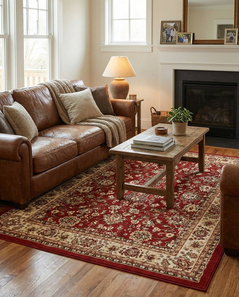 Isfahan Elegance Collection Area Rug - Naghsh-e Jahan (Burgundy) Rectangle Burgundy  lifestyle 30