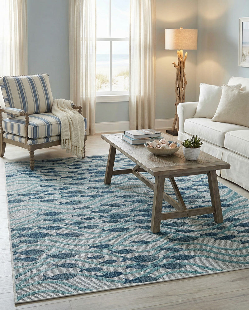 Seaside Haven Rugs Collection Area Rug -  Harbor Rectangle Blue  lifestyle 5