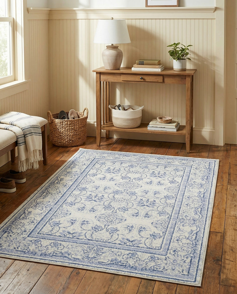 Horizon Collection Area Rug -  Meridian Rectangle Ivory Blue  lifestyle 33