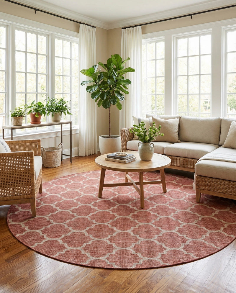 Savannah Pergola Collection Area Rug - Arbor (Rust Red) Round Rust Red  lifestyle 65
