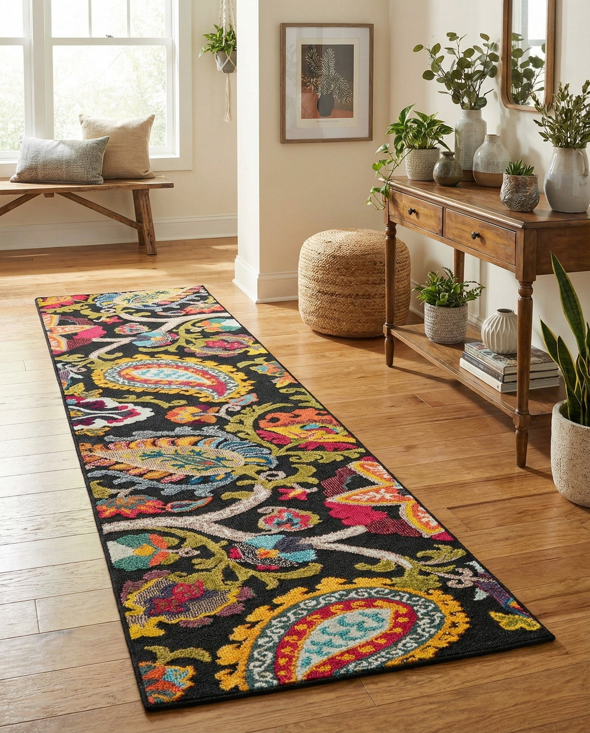 Outdoor Marrakesh Collection Area Rug - Fes Runner Multi Black  lifestyle 153