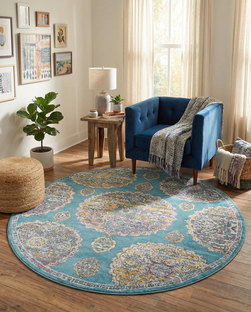 Arcadia Rugs Collection Area Rug -  Atlantis (Blue) Round Blue  lifestyle 38