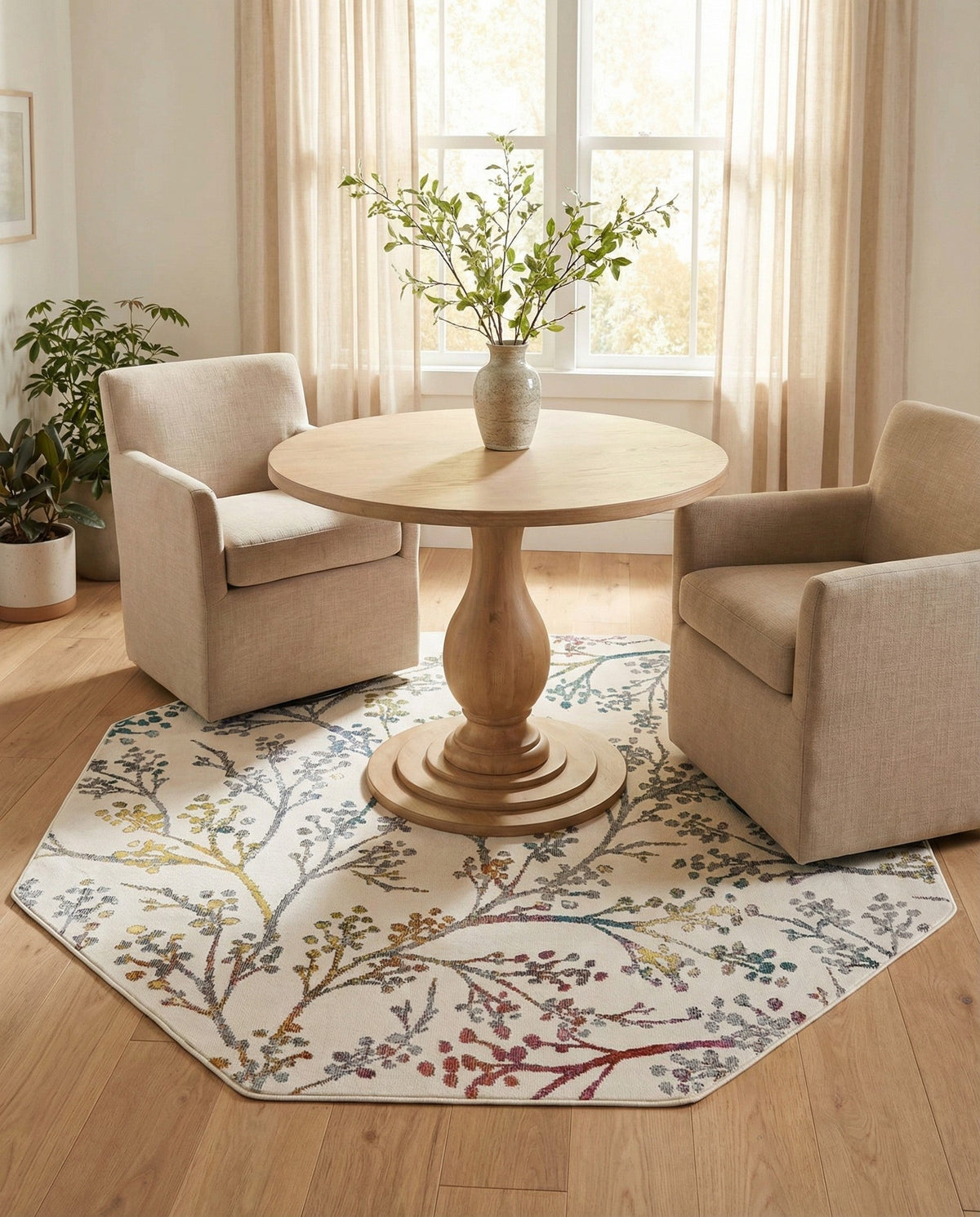 Meadow Breeze Collection Area Rug -  Sunbeam Octagon Ivory  lifestyle 139