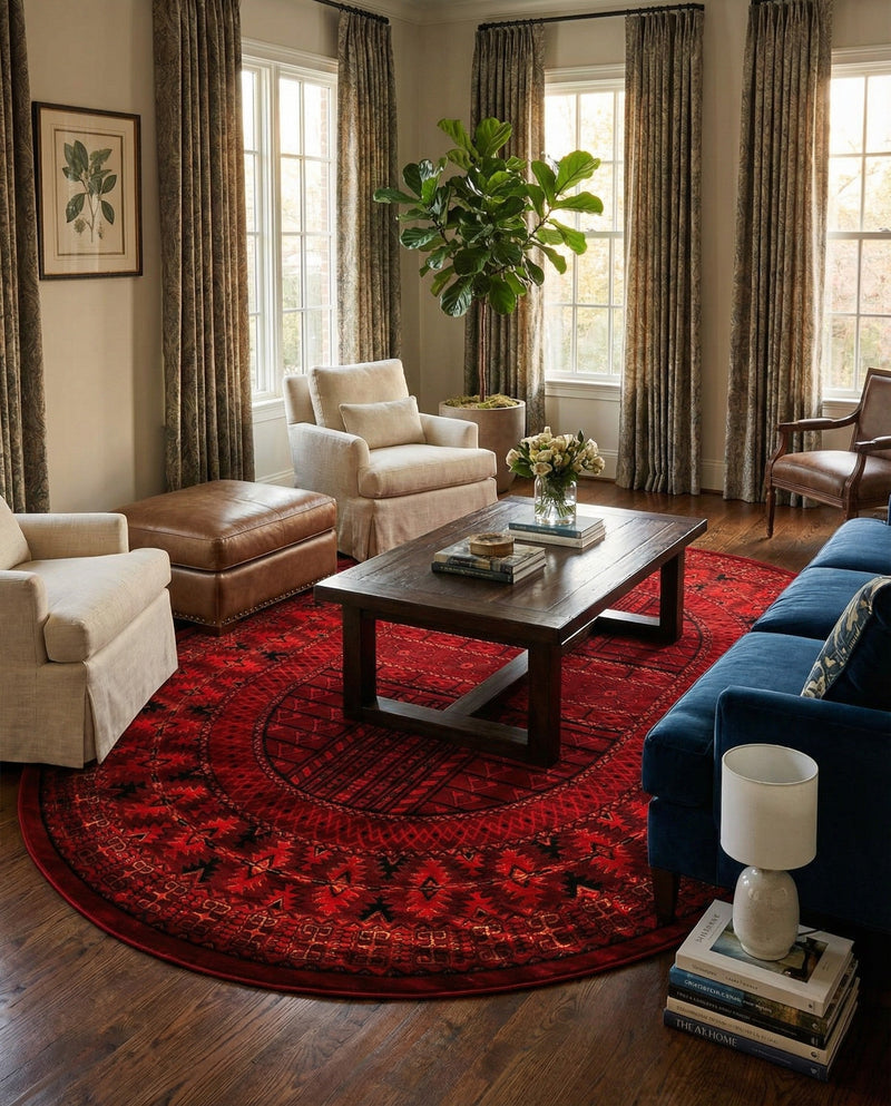 Samarkand Elegance Collection Area Rug -  Ark Oval Red  lifestyle 63