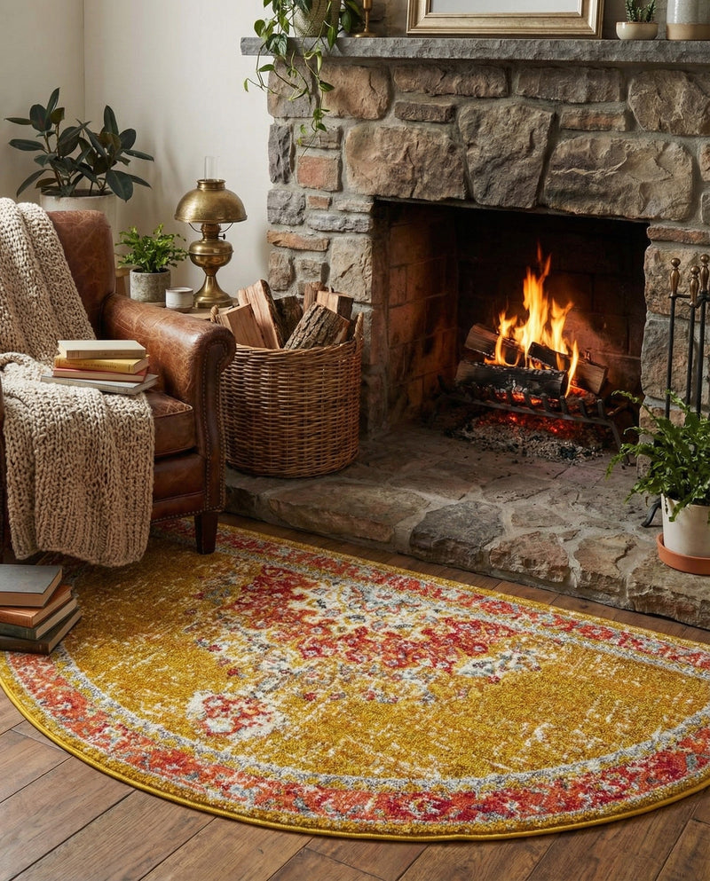 Brighton Terrace Collection Area Rug - Hove (Gold) Hearth Gold  lifestyle 50