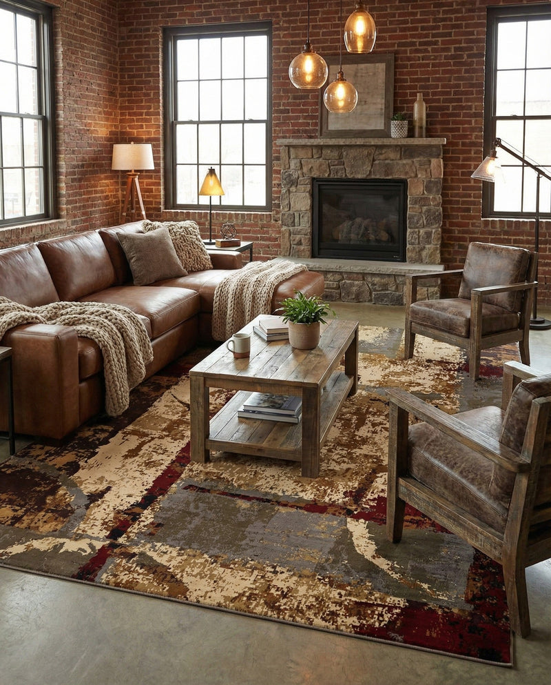 Bistro Lounge Collection Area Rug -  FlatWhite Rectangle Multi  lifestyle 24