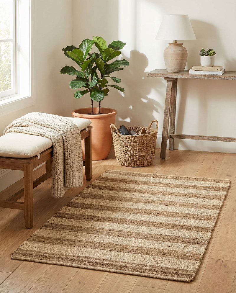 Woven Seaside Jute Collection Area Rug - Nantucket Rectangle Natural Ivory  lifestyle 58