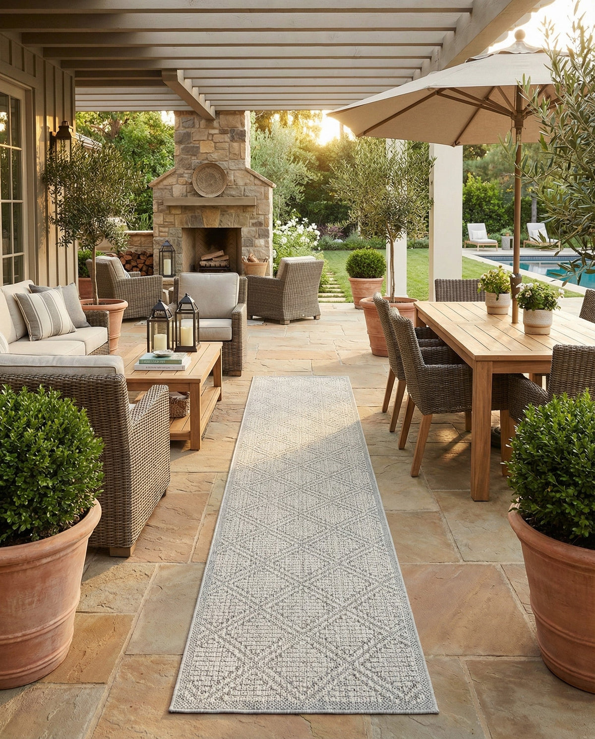 Savannah Pergola Collection Area Rug -  Eden Runner Light Gray  lifestyle 156