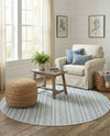 Seaside Stripes Collection Area Rug -  Boardwalk (Teal) Round Teal  lifestyle 21