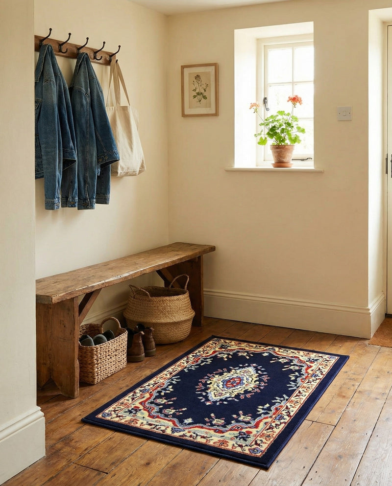 Tabriz Tapestry Collection Area Rug - Azerbaijan (Navy Blue) Rectangle Navy Blue  lifestyle 16