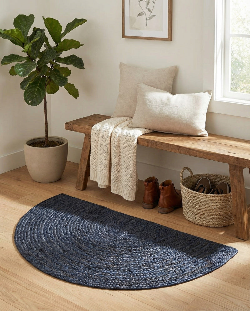 Woven Seaside Jute Collection Area Rug - Savannah (Navy Blue) Hearth Navy Blue  lifestyle 59