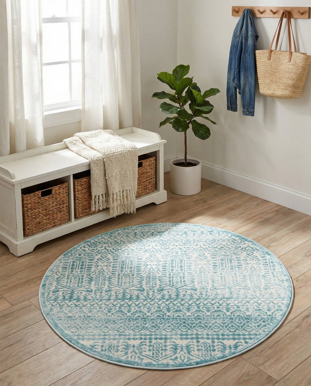 Metro Heights Collection Area Rug -  Chelsea Round Teal  lifestyle 142