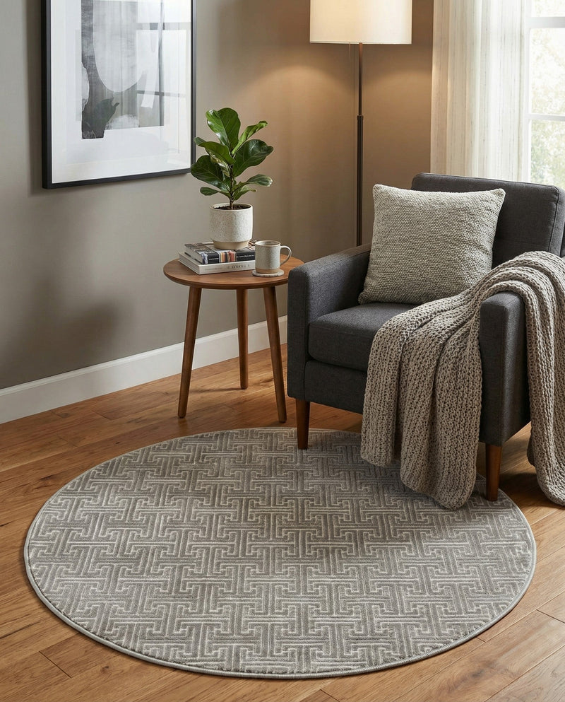 Metro Heights Collection Area Rug -  Hamilton Round Gray  lifestyle 93