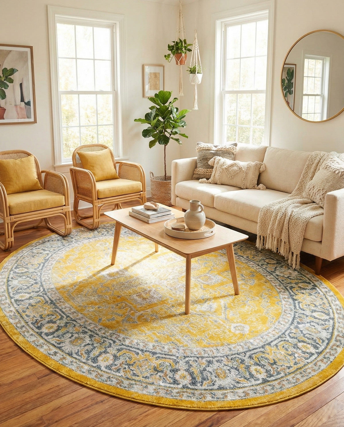 Caribbean Breeze Collection Area Rug -  Andros Oval Yellow  lifestyle 165