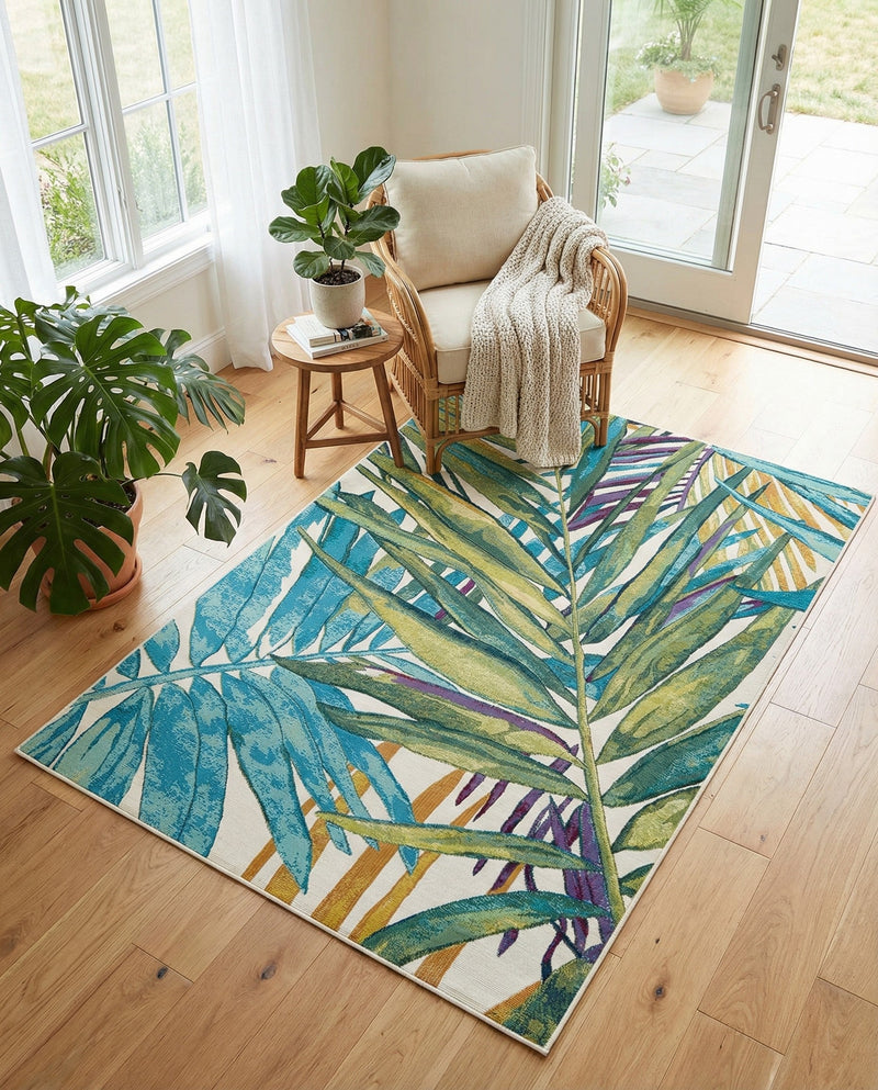 Seaside Blooms Collection Area Rug -  Arcadia Rectangle Multi  lifestyle 31