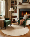 Berkshire Estate Collection Area Rug - Windsor (Oat Beige) Round Oat Beige  lifestyle 50