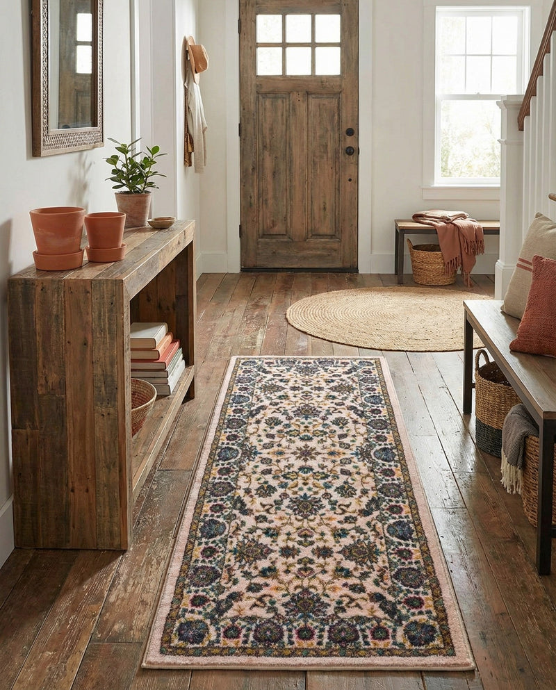 Casablanca Tapestry Collection Area Rug -  Marrakech (Ivory) Runner Ivory  lifestyle 58