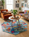 Colorburst Oasis Collection Area Rug -  Fresco Octagon Aqua  lifestyle 71