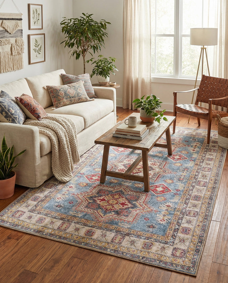 Heritage Elegance Collection Area Rug -  Neuschwanstein Rectangle Light Blue  lifestyle 31