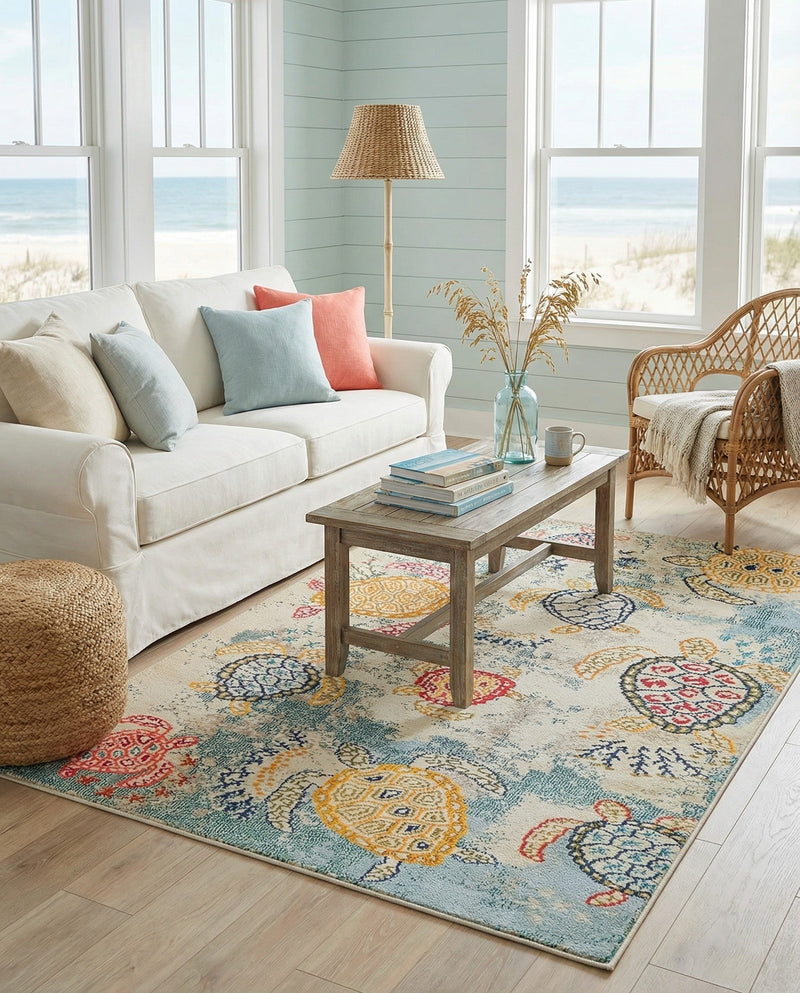 Sorrento Shores Collection Area Rug -  Massa Rectangle Beige  lifestyle 26