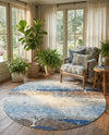 Zagros Shades Collection Area Rug -  Behbahan Round Blue Gray  lifestyle 63