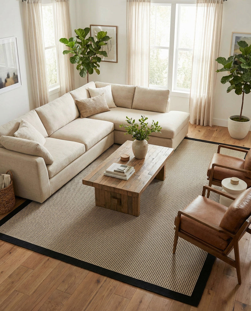 Terrace Fringe Collection Area Rug - Oceanside Rectangle Black  lifestyle 71