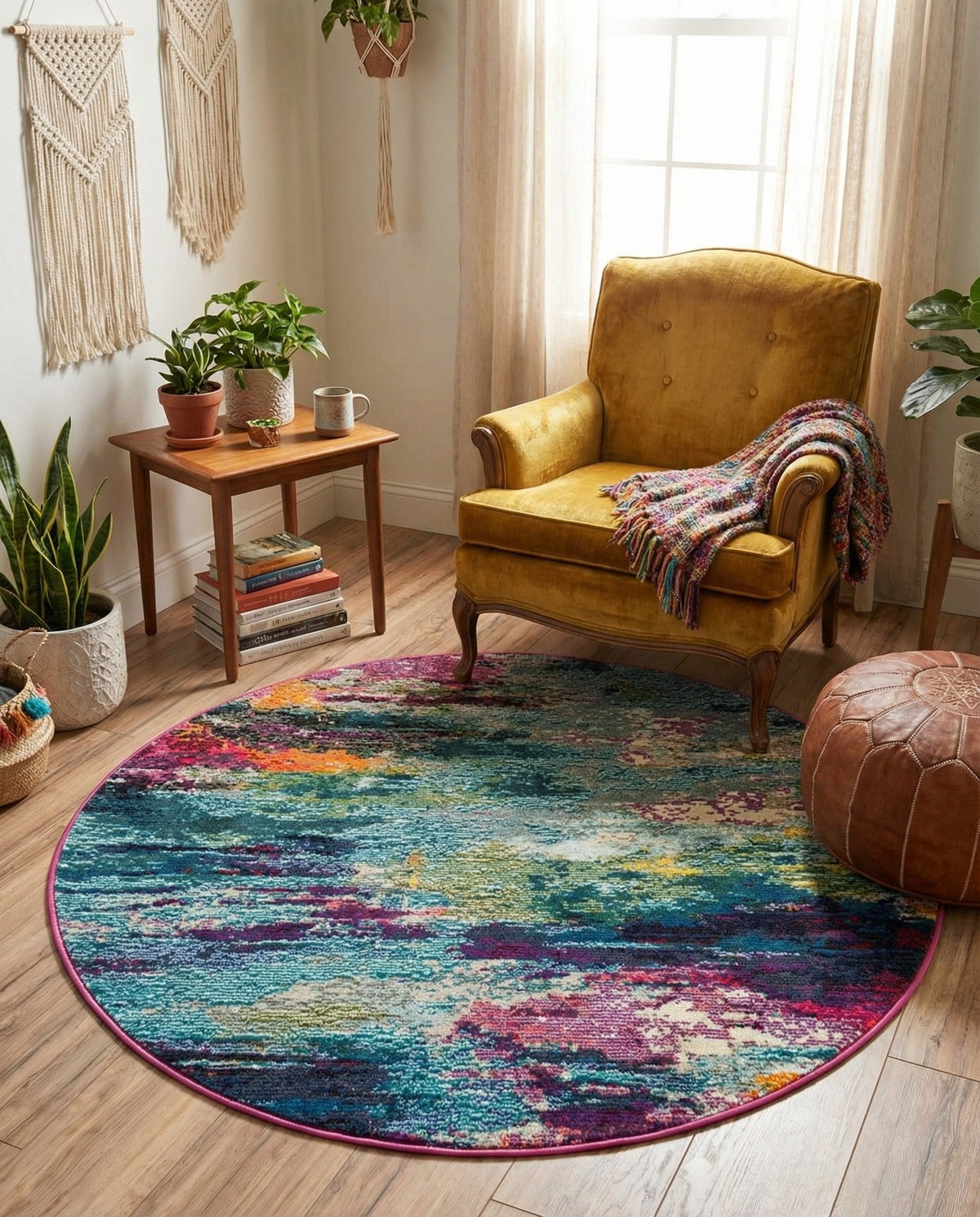 Chromatic Oasis Collection Area Rug -  Oasis Round Multi  lifestyle 82
