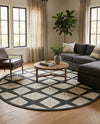 Urban Terrace Collection Area Rug -  Hudson Round Black and White  lifestyle 43