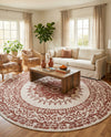 Patio Heritage Collection Area Rug -  Lafayette (Rust Red) Round Rust Red  lifestyle 75