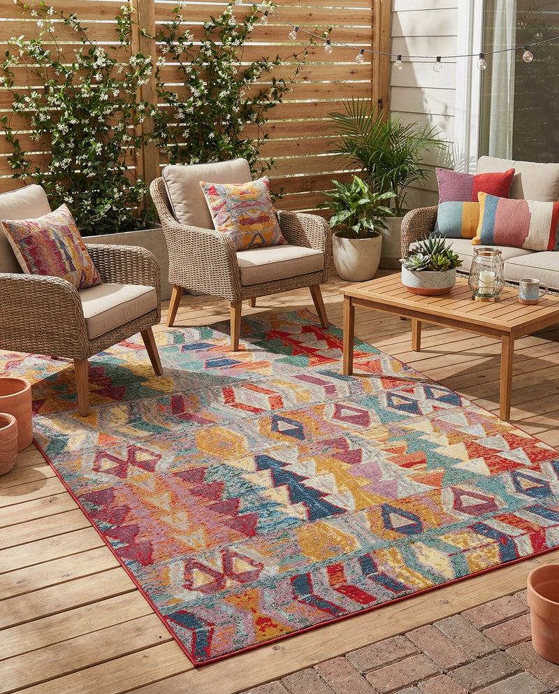 Urban Terrace Collection Area Rug -  Arcade Rectangle Multi  lifestyle 48