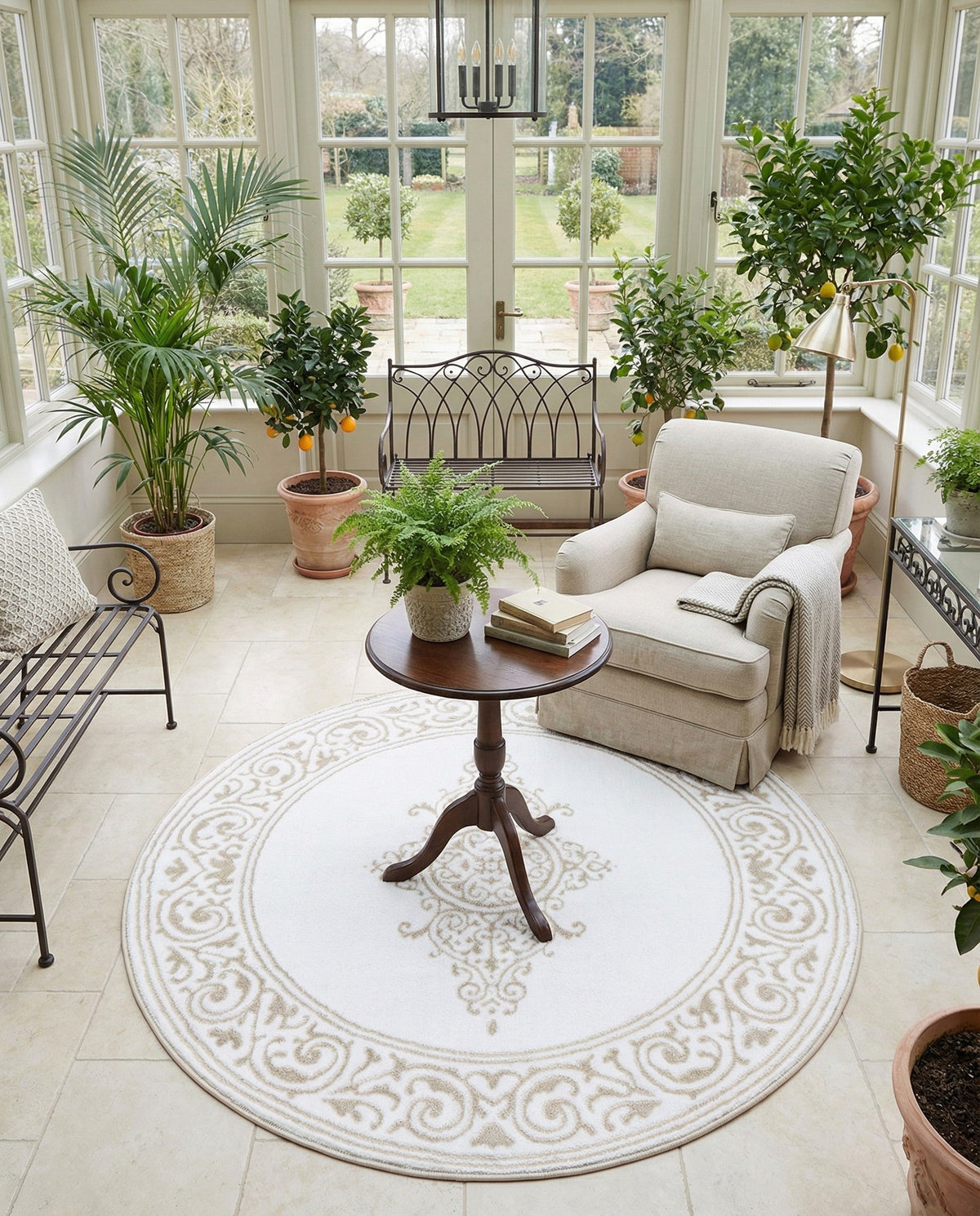 Sanctuary Retreat Collection Area Rug - Haven Round Snow White  lifestyle 77