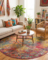 Colorburst Oasis Collection Area Rug -  Azura Round Multi  lifestyle 61