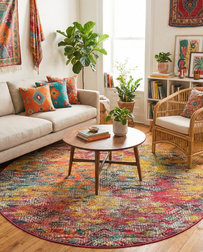 Colorburst Oasis Collection Area Rug -  Azura Round Multi  lifestyle 61