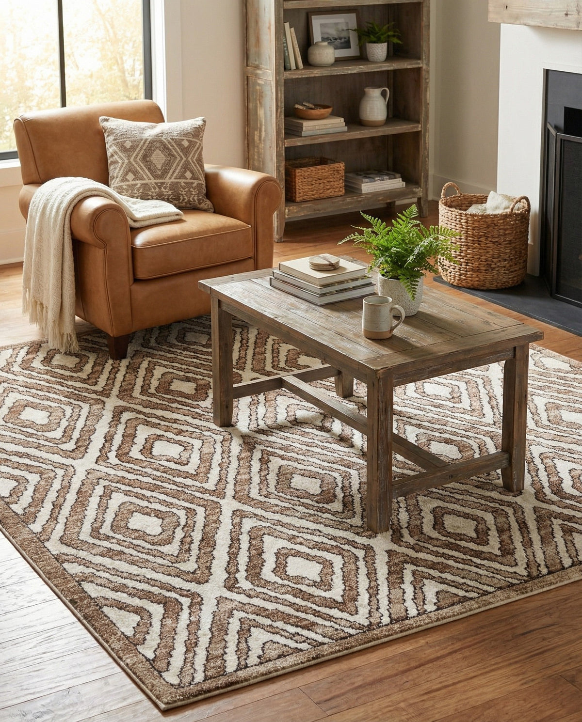 Sanctuary Retreat Collection Area Rug -  Oasis Square Chocolate Brown  lifestyle 79