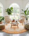 Dover Terrace Collection Area Rug - Marina (Orange) Round Orange  lifestyle 69