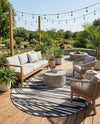 Urban Terrace Collection Area Rug -  Queens Round Black and White  lifestyle 78