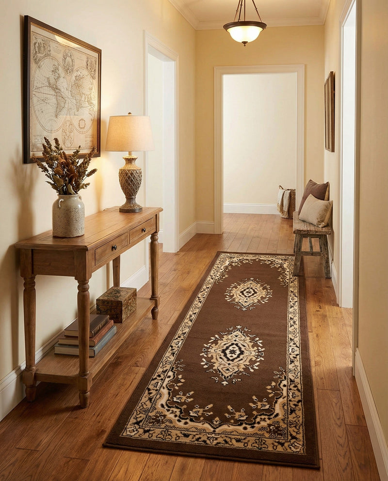 Tabriz Tapestry Collection Area Rug - Azerbaijan (Brown) Runner Brown  lifestyle 43