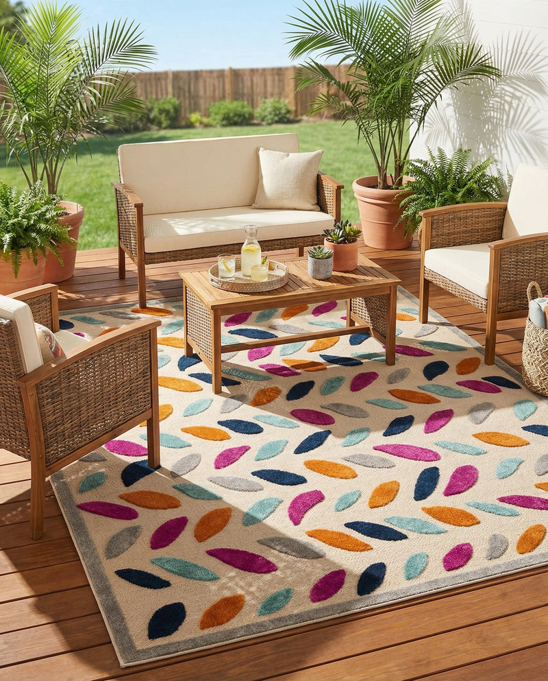 Bahama Breeze Outdoor Collection Area Rug - Nassau Rectangle Beige  lifestyle 44