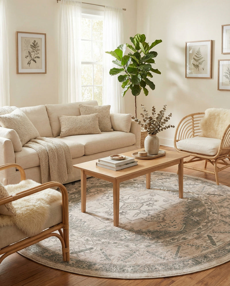 Savannah Series Collection Area Rug -  Augusta (Mink) Round Mink  lifestyle 73