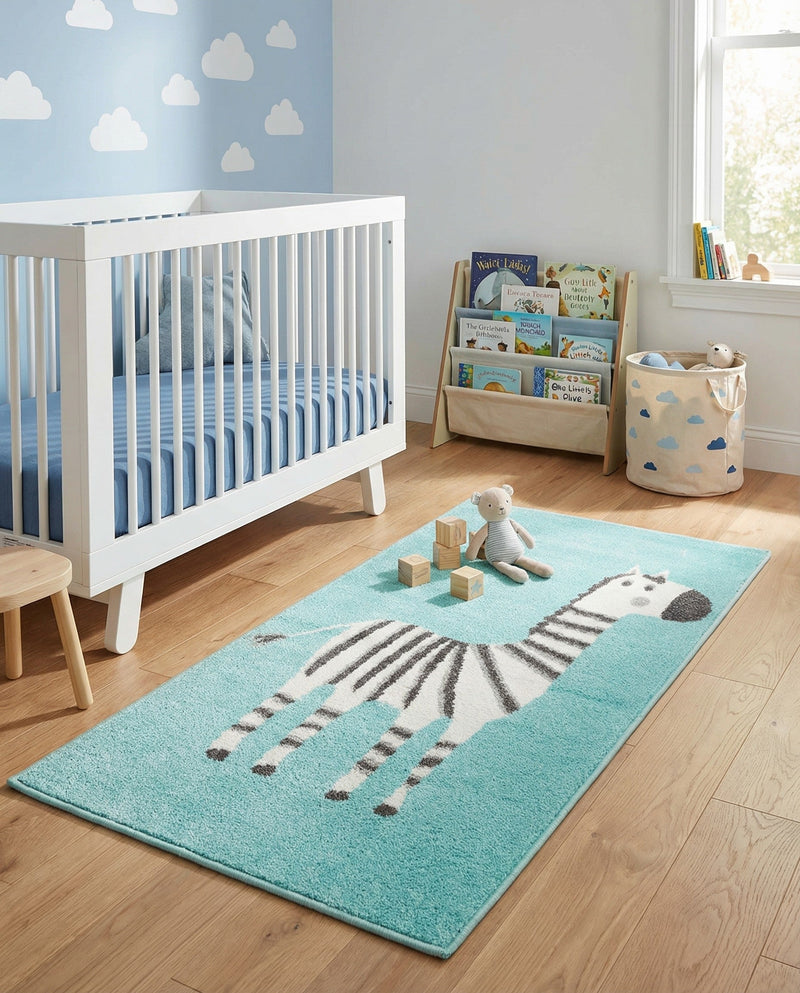 Wonder Tykes Collection Area Rug -  Vibrant Runner Teal  lifestyle 34
