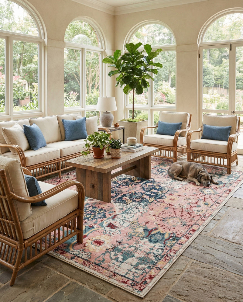 Savannah Elegance Collection Area Rug -  Azalea Rectangle Pink  lifestyle 33