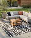 Urban Terrace Collection Area Rug -  Queens Rectangle Black and White  lifestyle 26