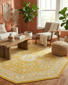 Tribal Terrace Treasures Collection Area Rug -  Incan Isle (Yellow) Octagon Yellow  lifestyle 37