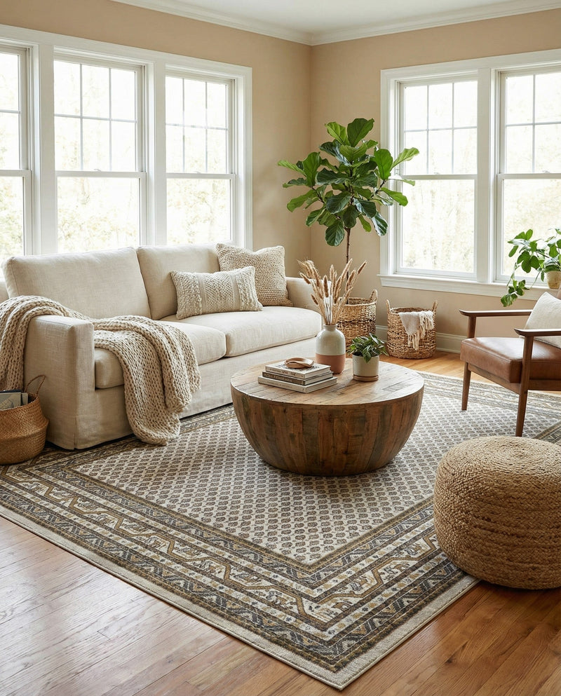 Soho Elegance Collection Area Rug -  Mercer (Beige) Rectangle Beige  lifestyle 21